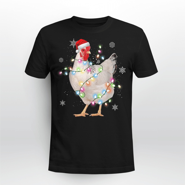 Chicken Classic T-Shirt Santa Chicken Christmas Lights