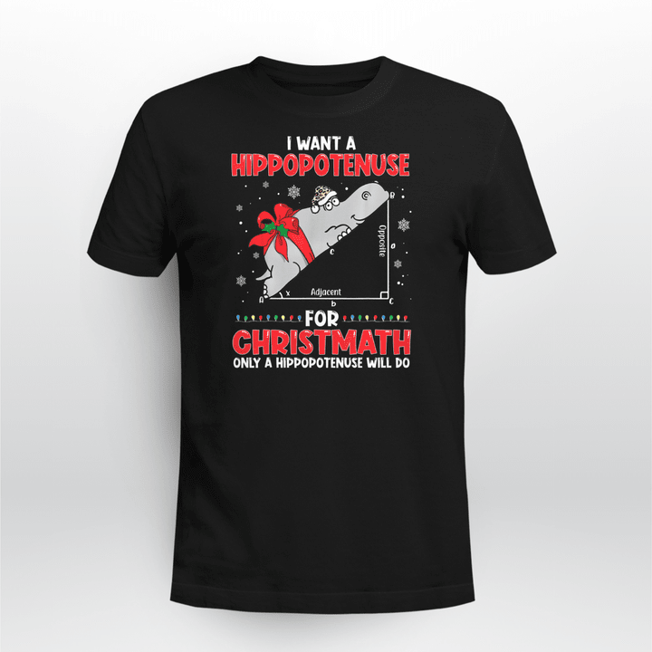 Math Teacher Christmas Classic T-shirt Only A Hippo