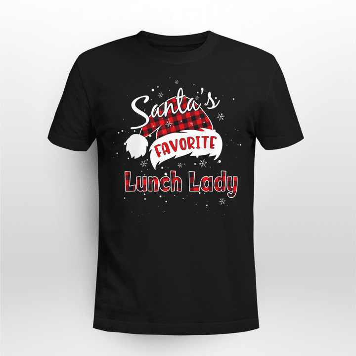 Lunch Lady Christmas T-Shirt Funny Santa's Favorite Lunch Lady