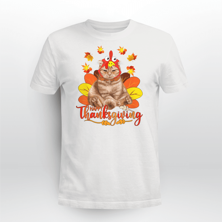 Cat Christmas Classic T-shirt Happy Thanksgiving