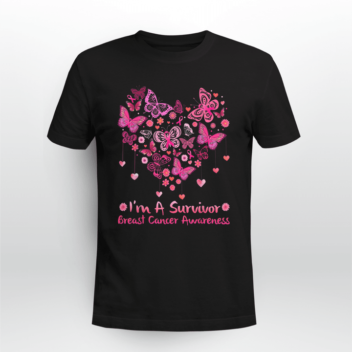 Breast Cancer Classic T-shirt Butterfly Heart