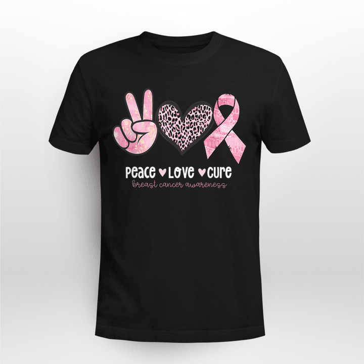 Breast Cancer Awareness Classic T-shirt Peace Love Cure