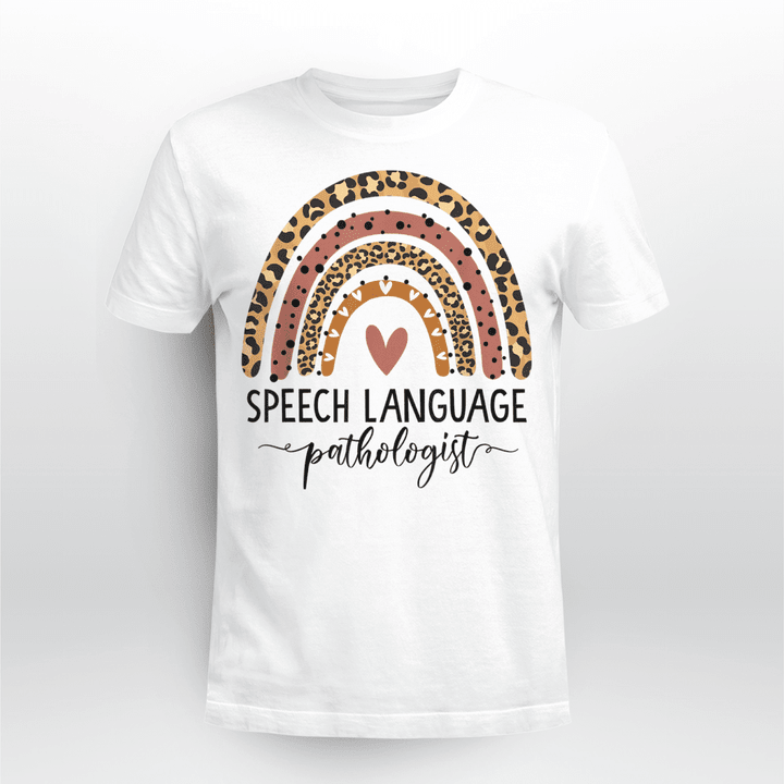 Speech Language Pathologist SLP T-shirt Rainbow Leopard