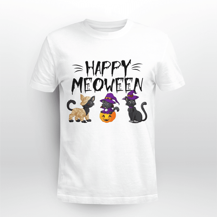 Black Cat T-shirt Happy Meoween