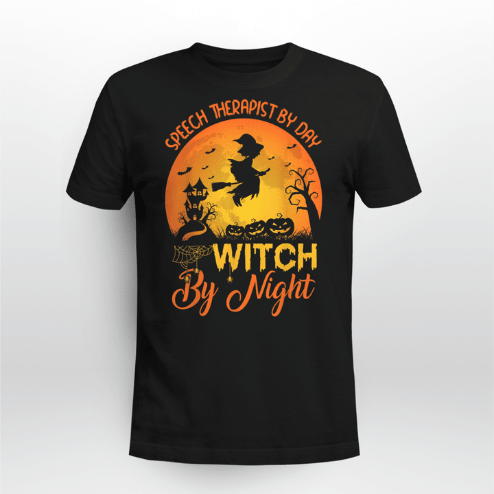 SLP Classic T-shirt Vintage Speech Therapist By Day Witch By Night Halloween