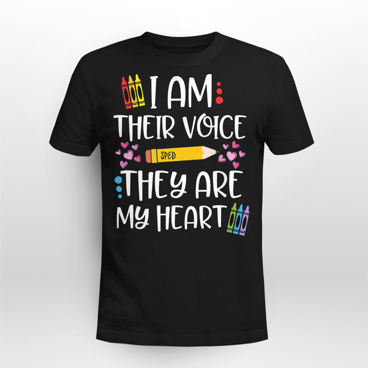 Teacher SPED T-shirt I Am Their Voice They Are My Heart Gift For SPED Teachers Premium T-Shirt