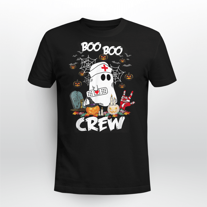 Nurse Classic T-shirt Boo Boo Crew Ghost Nurse Retro Halloween