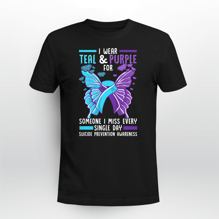 Suicide Prevention Classic T-shirt I Wear Teal & Purple