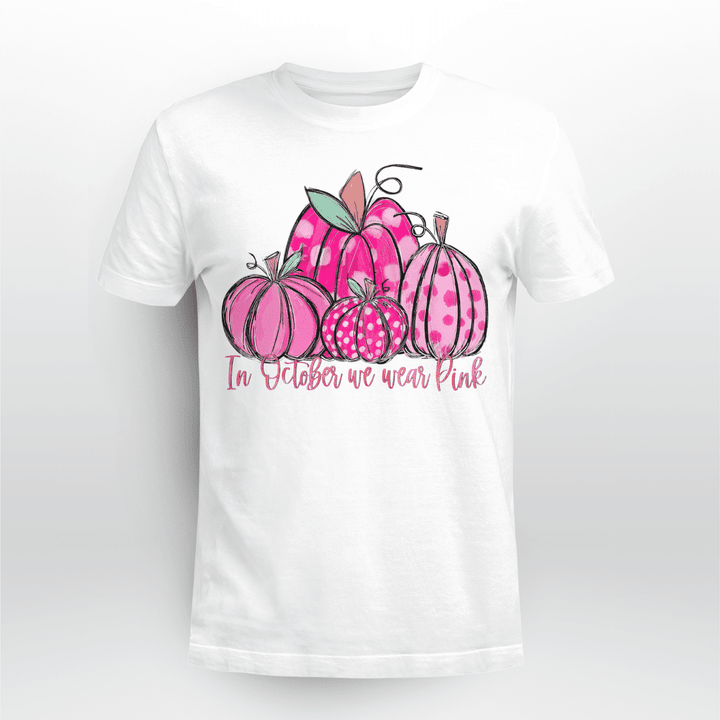 Breast Cancer Classic T-shirt In October We Wear Pink Pumpkins