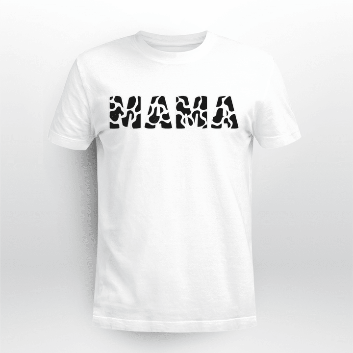 Cute Mama Cow Print Black White Mom Mother Animal T-Shirt
