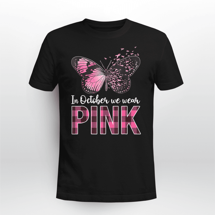 Breast Cancer Awareness Unisex T-shirt Pink Plaid