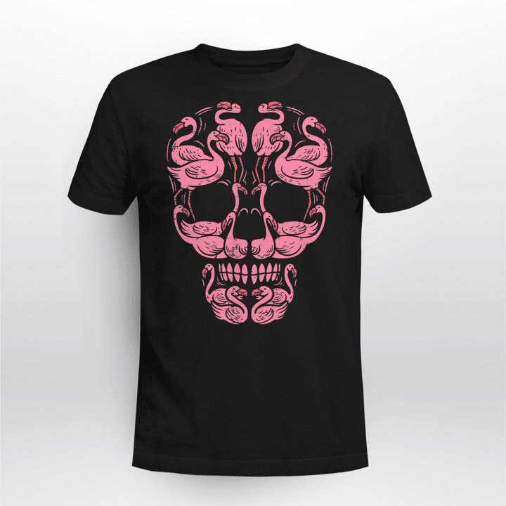 BC T-shirt Pink Flamingo Skull