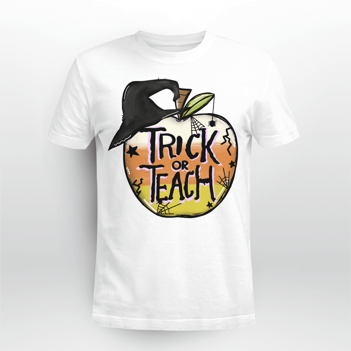 Halloween Teacher T Shirt Apple Trick