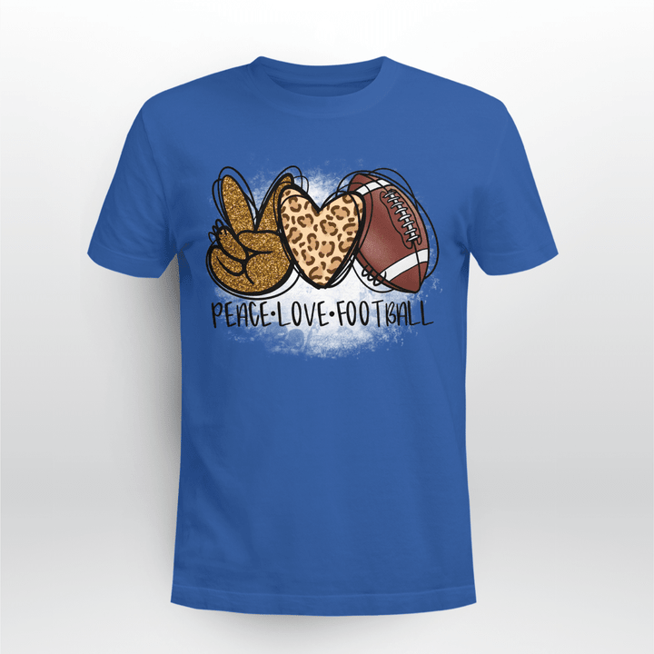 HS Football T-Shirt Peace Love Football Bleached