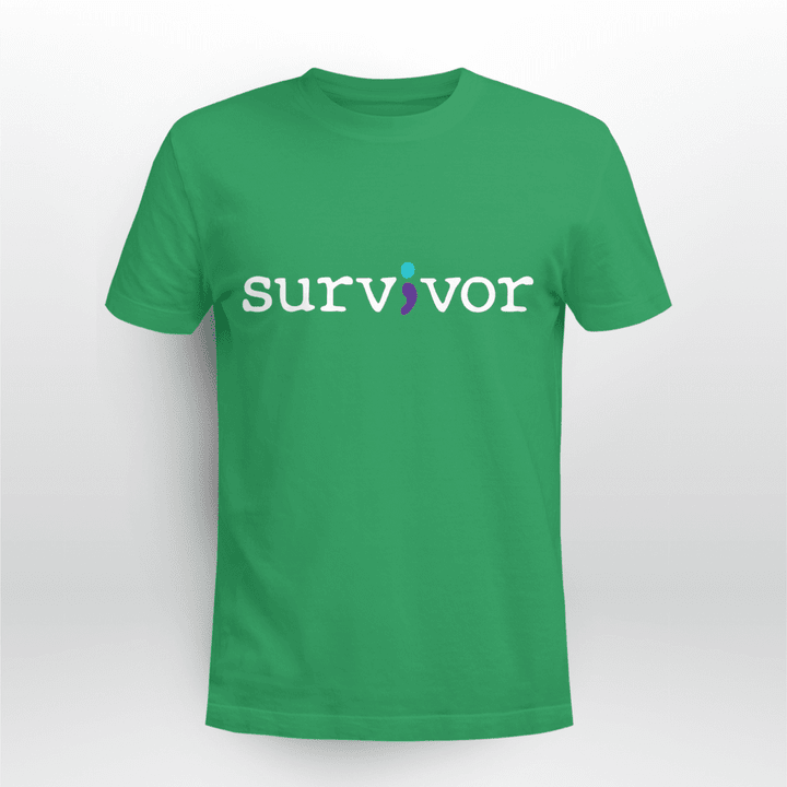 Mental Health T-shirt Survivor Semicolon Suicide Prevention