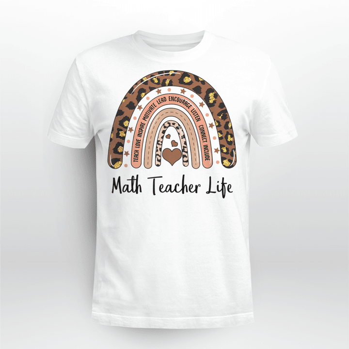 Math Teacher Classic T-shirt Leopard Rainbow Math Teacher Life