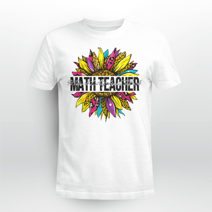 Math Teacher Classic T-shirt Math Teacher Sunflower Leopard Tie Dye