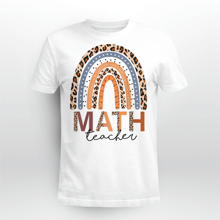 Math Teacher Classic T-shirt Math Teacher Leopard Rainbow