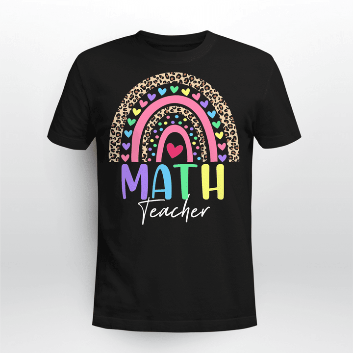 Math Teacher Classic T-shirt Rainbow Leopard