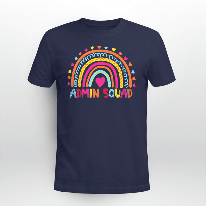 School Office Classic T-shirt Admin Squad Rainbow