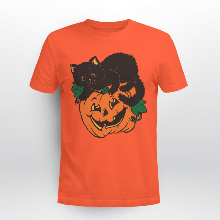 Halloween T-shirt G Pumpkin and Black Cat