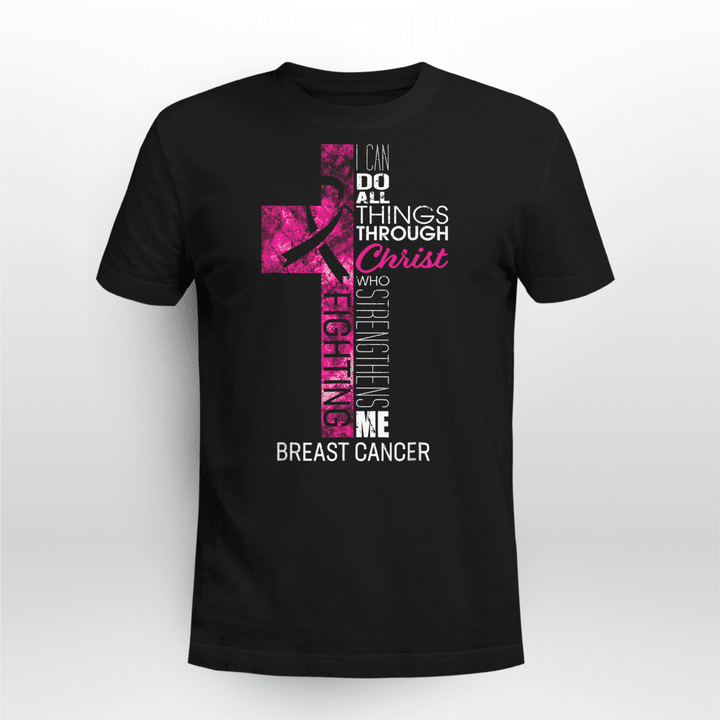 Breast Cancer Awareness Gifts Pink Cross Christian Verse Mom T-Shirt