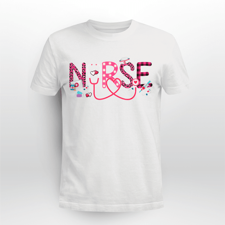 Nurse T-shirt Pink Beautiful