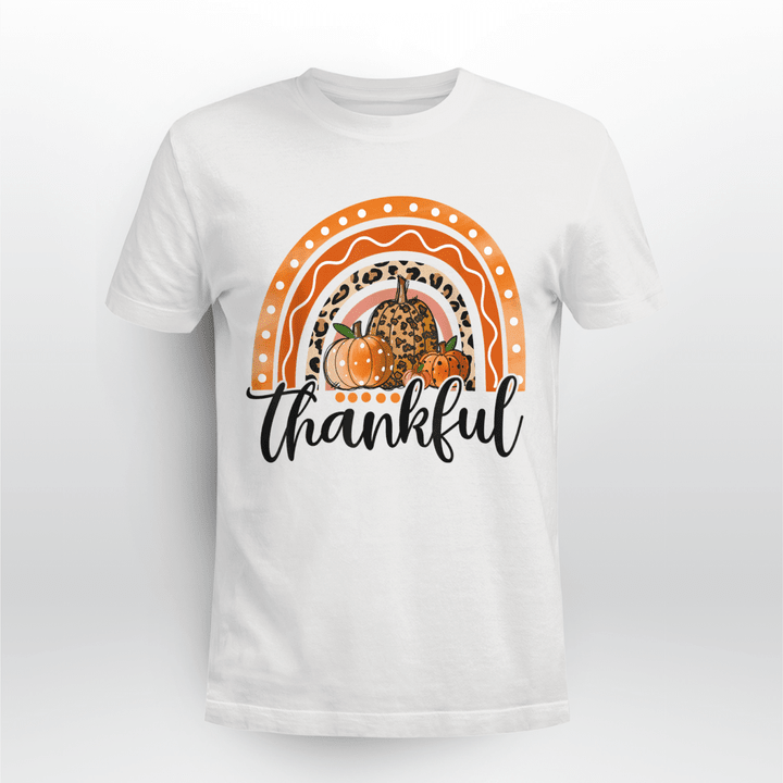 Thanksgiving Classic T-shirt Thankful Pumpkin Leopard Boho Rainbow