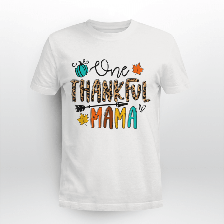 Thanksgiving Classic T-shirt One Thankful Mama Leopard 2