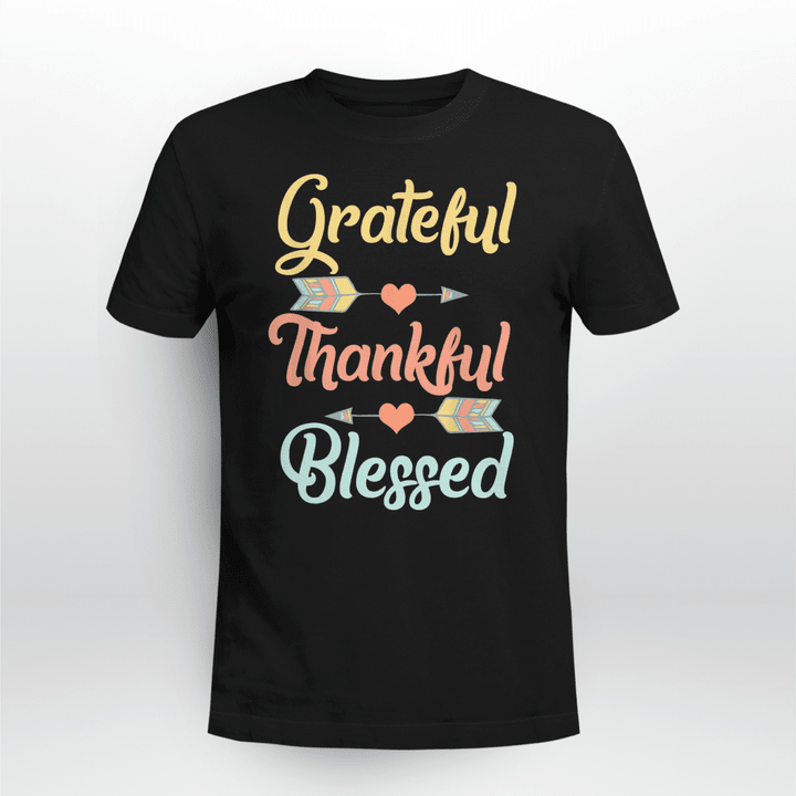 Thanksgiving Classic T-shirt Grateful Thankful Blessed