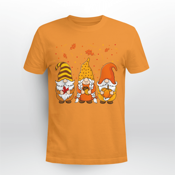 Thanksgiving T-shirt Falling Leaves On Gnomes