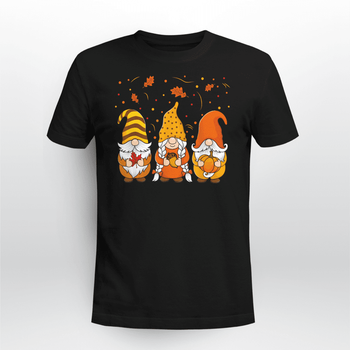 Thanksgiving T Shirt Falling Leaves On Gnomes