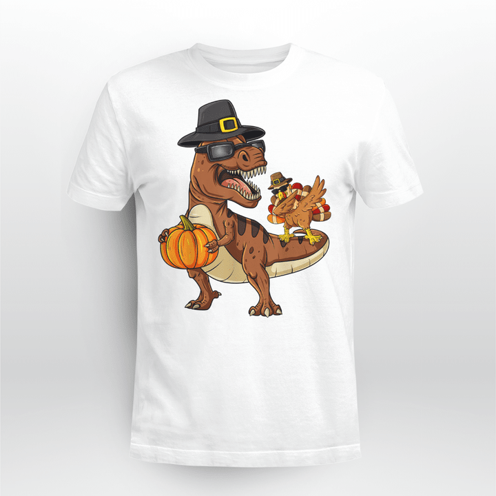 Thanksgiving T-shirt Dinosaur Turkey