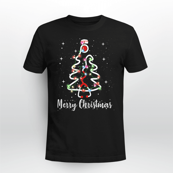 Nurse Classic T-shirt Stethoscope Christmas Tree
