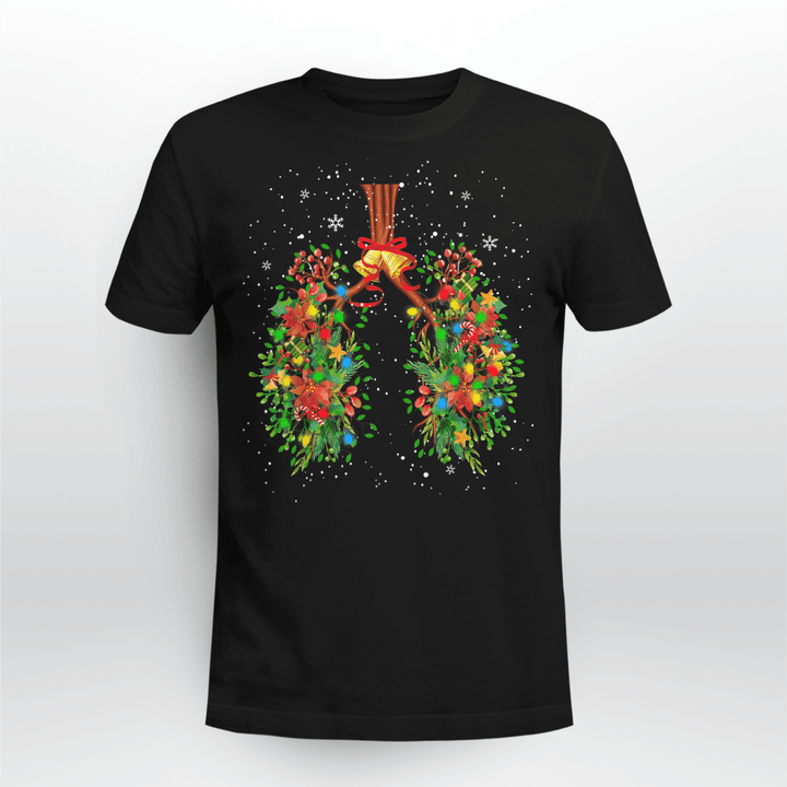 Respiratory Therapist Classic T-shirt Lung Christmas Trees