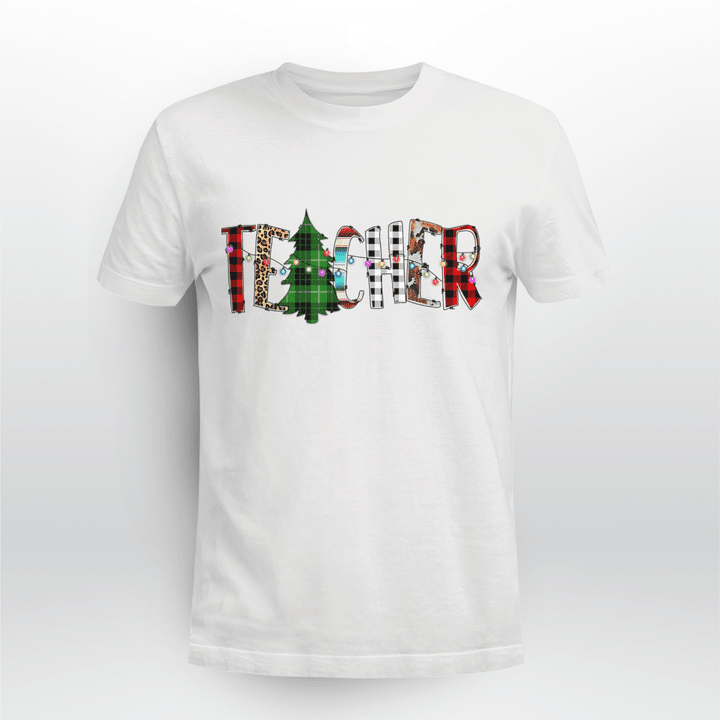 Teacher Classic T-shirt Merry Christmas Teacher Pine Tree