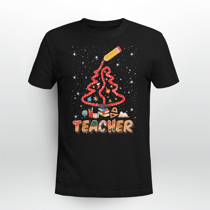 Teacher Classic T-shirt Teacher Christmas Pine Tree