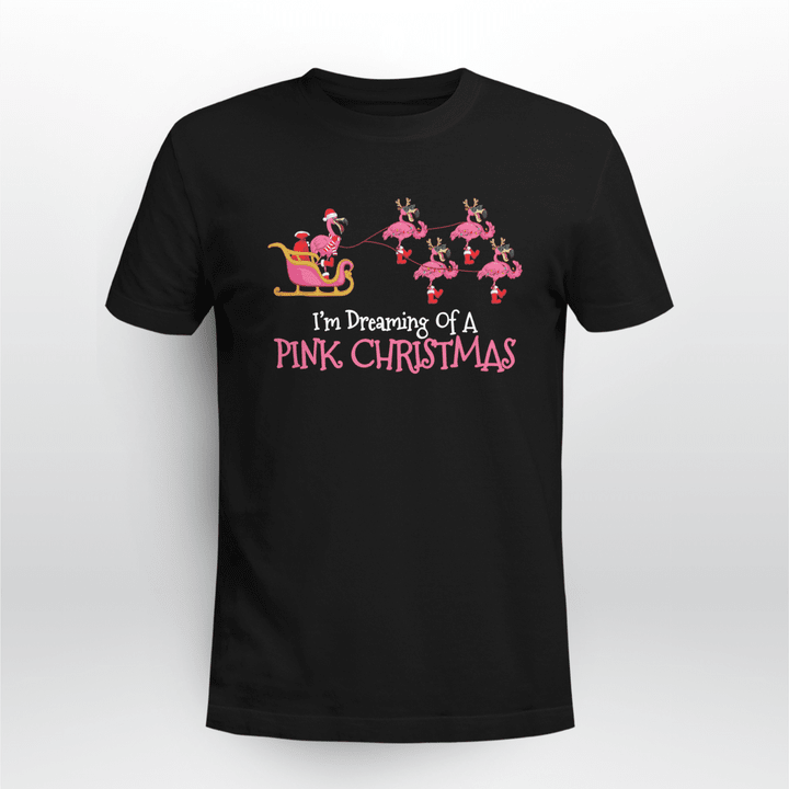 Flamingo Christmas T-shirt A Pink Xmas