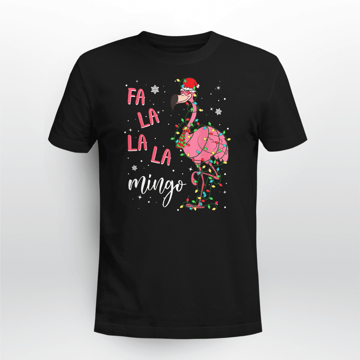 Flamingo Christmas T-shirt Fa La La La V2