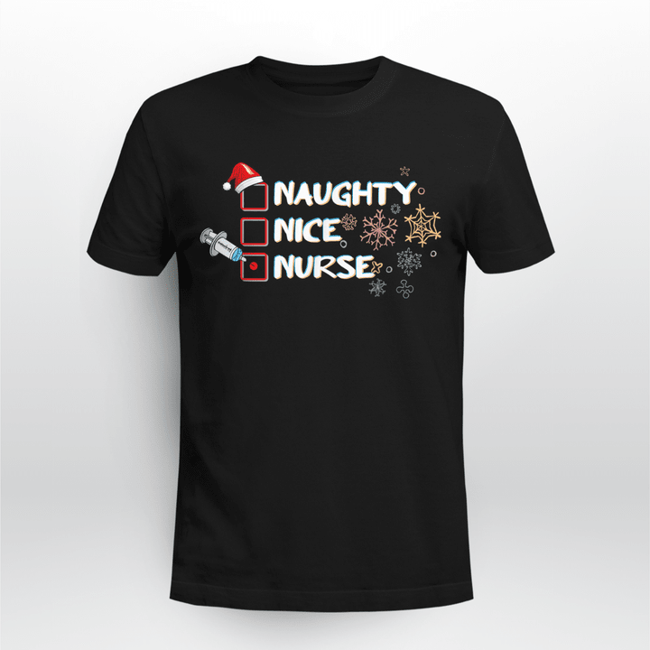 Nurse Christmas T-Shirt Naughty Nice Nurse