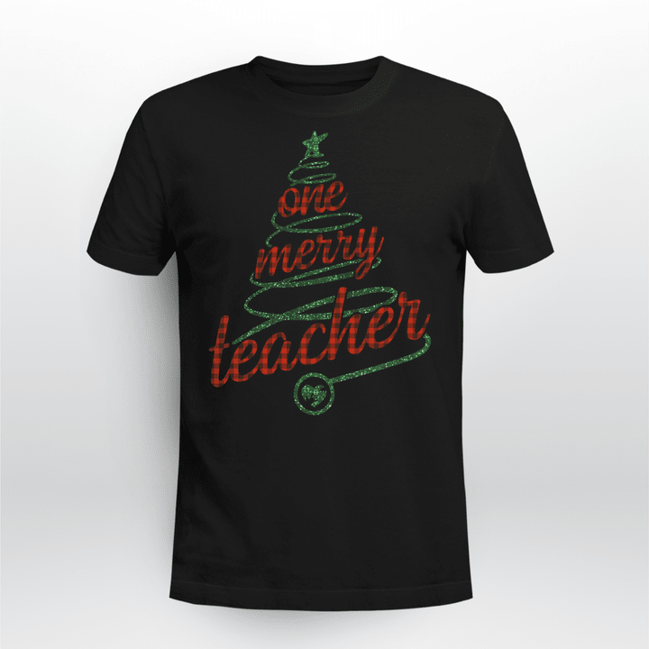 Teacher Christmas T-Shirt One Merry Teacher