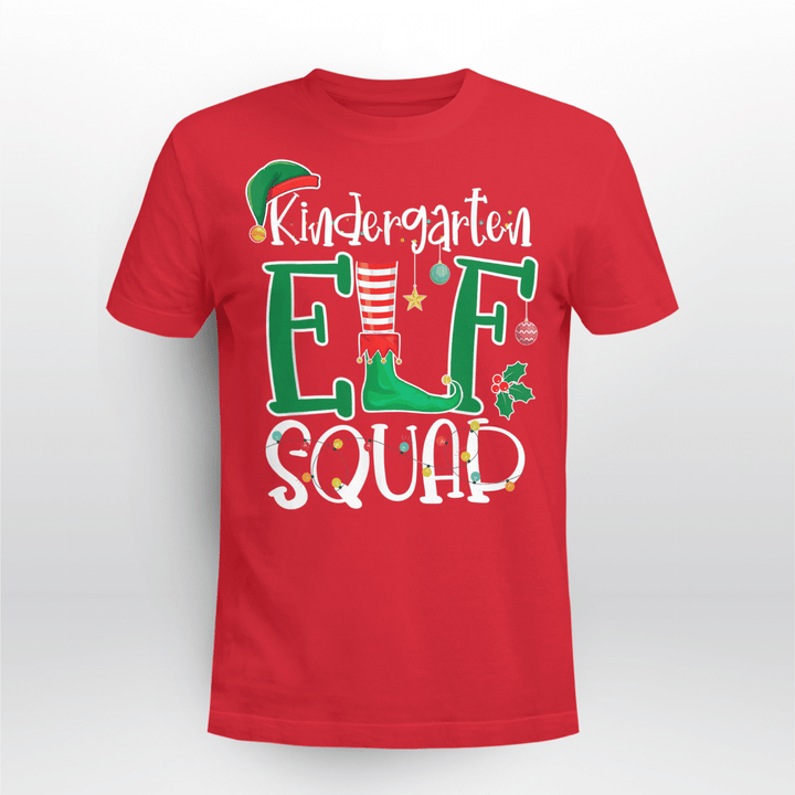 Teacher Classic T-shirt Funny Elf Squad Kindergarten Teacher Christmas