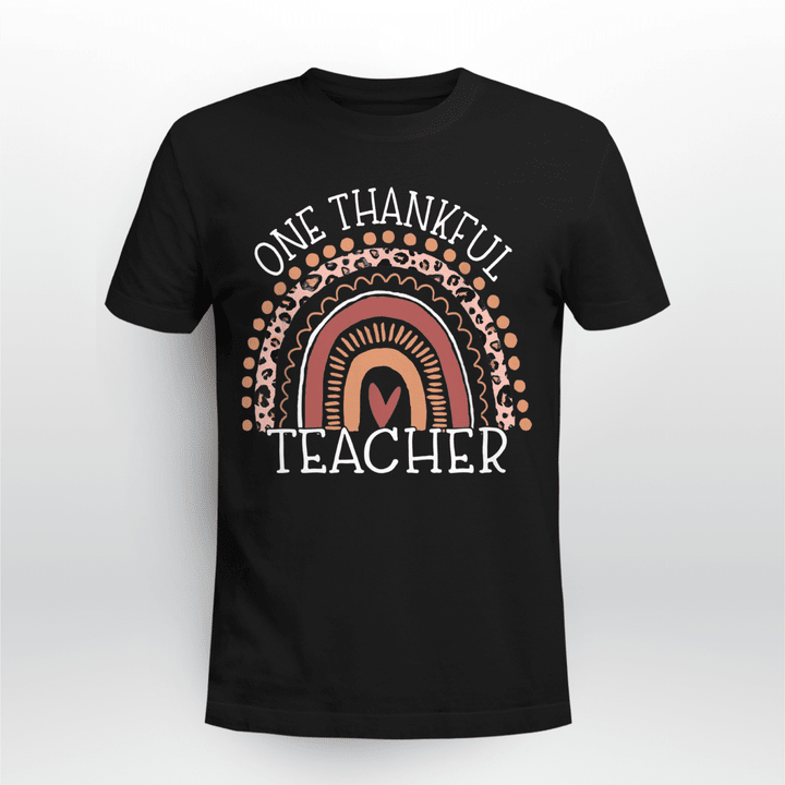Teacher Classic T-shirt Leopard Rainbow One Thankful Teacher Thanksgiving Christmas