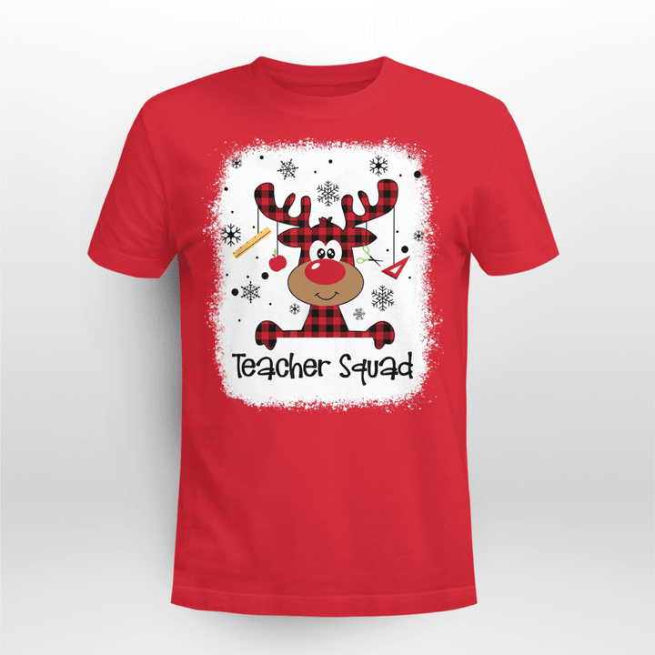 Teacher Classic T-shirt Bleached Teacher Squad Reindeer Funny Teacher Christmas Xmas