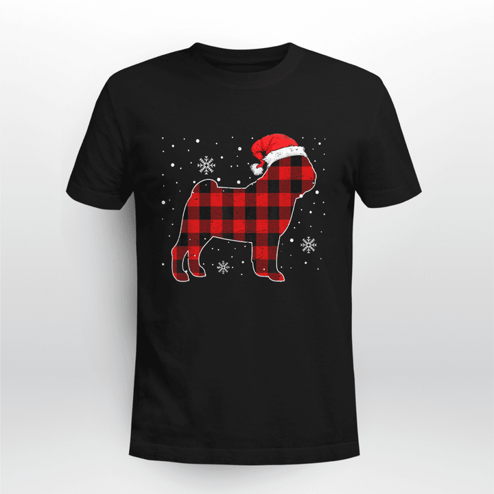 Pug Classic T-Shirt Christmas Buffalo Plaid