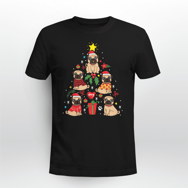 Pug Classic T-Shirt Pug Christmas Tree V2