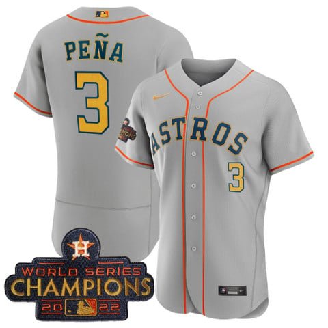 Men's Astros 2023 Champions Gray Gold Jersey – All Stitched - Nebgift