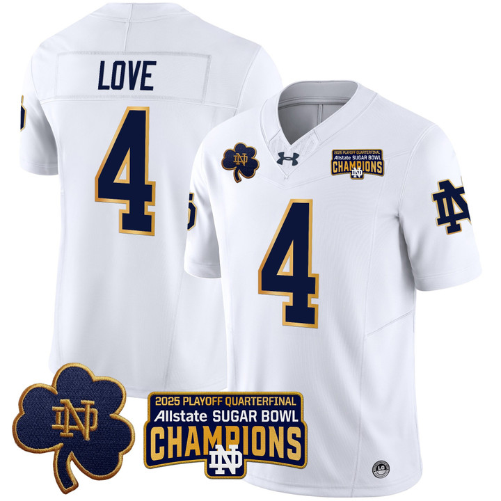 Men's Notre Dame Fighting Irish Playoff 2025 Sugar Bowl Champions Patch Vapor Limited Jersey - All Stitched