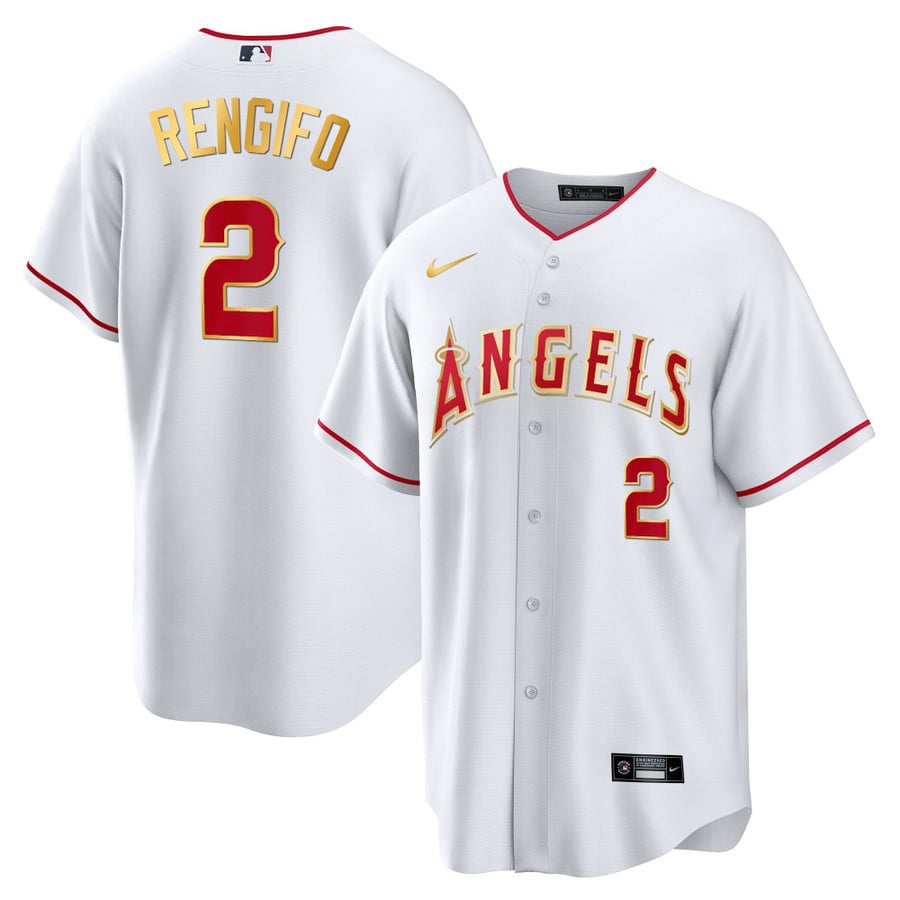 Men's Mike Trout Los Angeles Angels Black Gold & White Gold Jersey - A