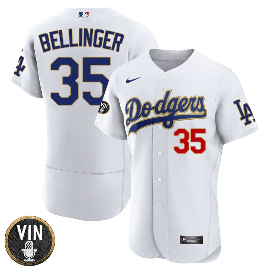 Los Angeles Dodgers Vin Scully Patch Gold Trim Player Jersey - White - -  Nebgift
